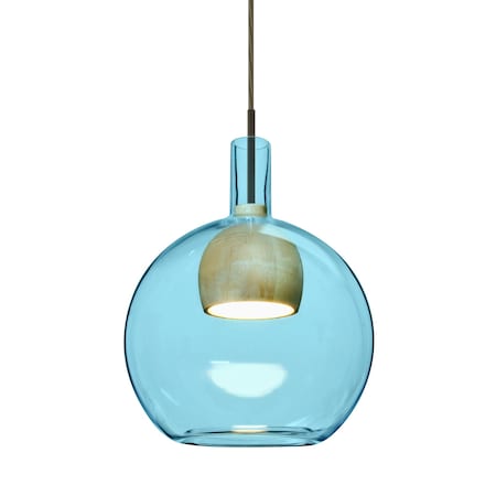 Besa Lighting Benji Cord Pendant, Blue/Natural, Bronze Finish, 1x9W LED 1JT-BENJIBLNA-LED-BR